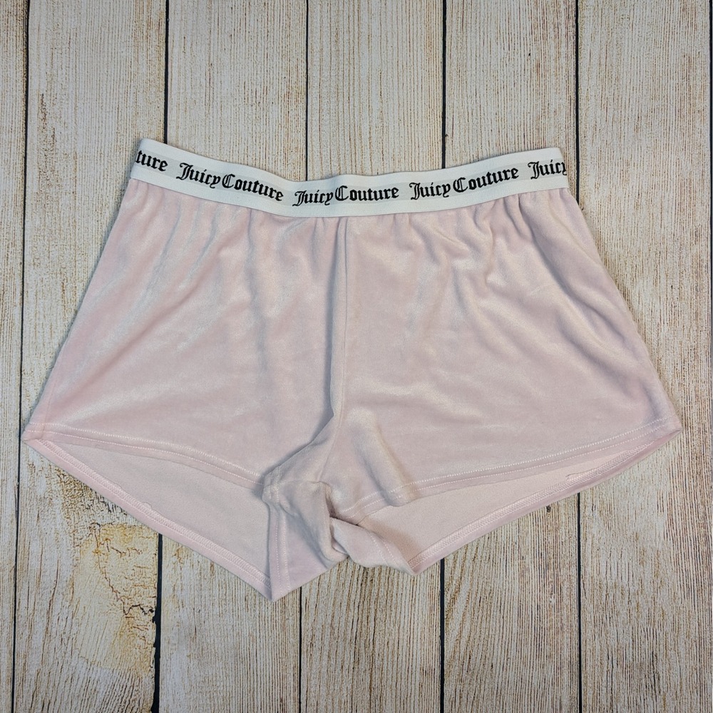 Juicy Couture Velour Sleep Lounge‎ Shorts Rhinestone Logo Pink Comfy Size L
